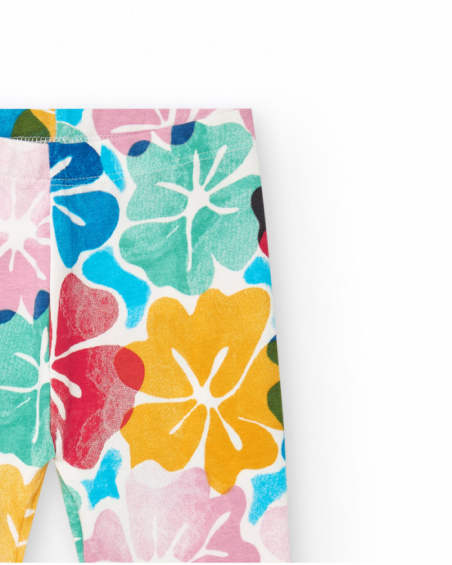 Legging para niña con estampado floral multicolor y cintura Legging para niña con estampado floral multicolor y cintura