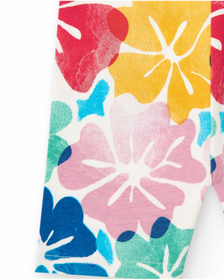 Short ciclista para niña en rojo con estampado floral Short ciclista para niña en rojo con estampado floral