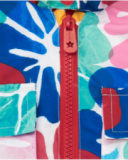 Cortavientos para niña con estampado floral multicolor y capucha Cortavientos para niña con estampado floral multicolor y capucha