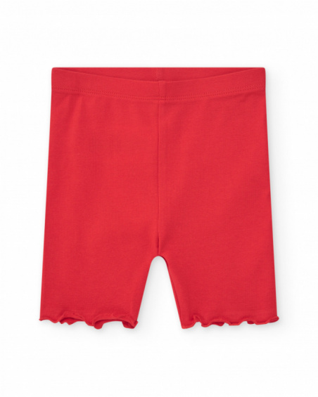 Conjunto para niña con camiseta floral y leggings rojos Conjunto para niña con camiseta floral y leggings rojos