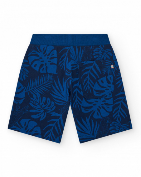 Bermuda para niño en negro con estampado tropical y cintura Bermuda para niño en negro con estampado tropical y cintura