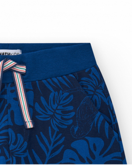 Bermuda para niño en negro con estampado tropical y cintura Bermuda para niño en negro con estampado tropical y cintura
