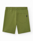 Bermudas para niño en verde oliva con cintura ajustable y Bermudas para niño en verde oliva con cintura ajustable y