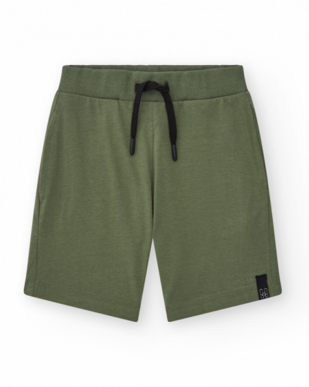 Bermudas para niño color verde con cintura ajustable y bolsillos Bermudas para niño color verde con cintura ajustable y bolsillos