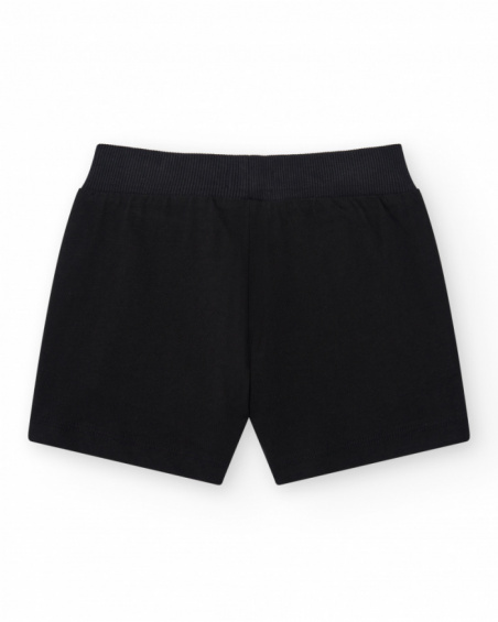 Pantalón corto para niña color negro con cintura elástica y Pantalón corto para niña color negro con cintura elástica y