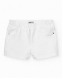 Pantalón corto para niña en blanco con cintura elástica y Pantalón corto para niña en blanco con cintura elástica y