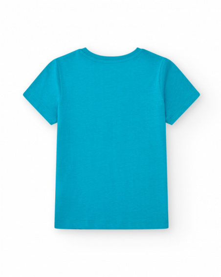Camiseta de manga corta para niño en verde con diseño frontal