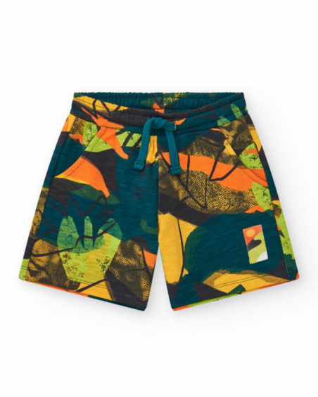Bermudas para niño en verde con cintura elástica Bermudas para niño en verde con cintura elástica