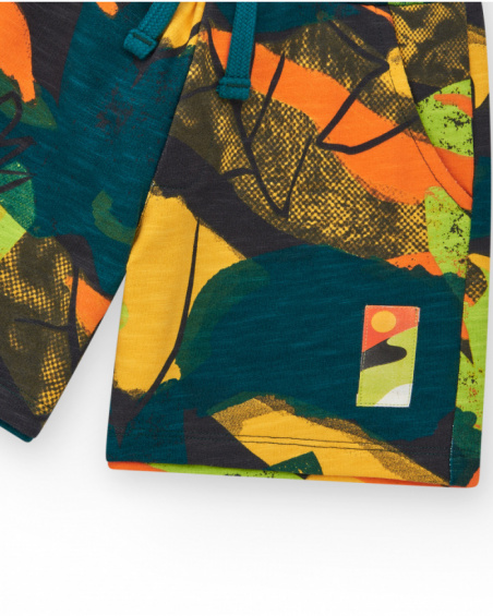 Bermudas para niño en verde con cintura elástica Bermudas para niño en verde con cintura elástica