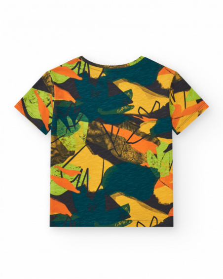 Camiseta para niño en verde con estampado frontal