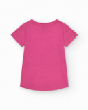 Camiseta de manga corta en rosa con estampado frontal Camiseta de manga corta en rosa con estampado frontal