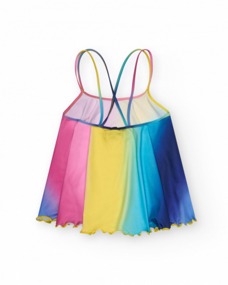 Camisa multicolor para niña con tirantes cruzados en la espalda Camisa multicolor para niña con tirantes cruzados en la espalda