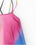 Camisa multicolor para niña con tirantes cruzados en la espalda Camisa multicolor para niña con tirantes cruzados en la espalda