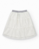 Falda para niña en blanco con lentejuelas y cintura elástica Falda para niña en blanco con lentejuelas y cintura elástica