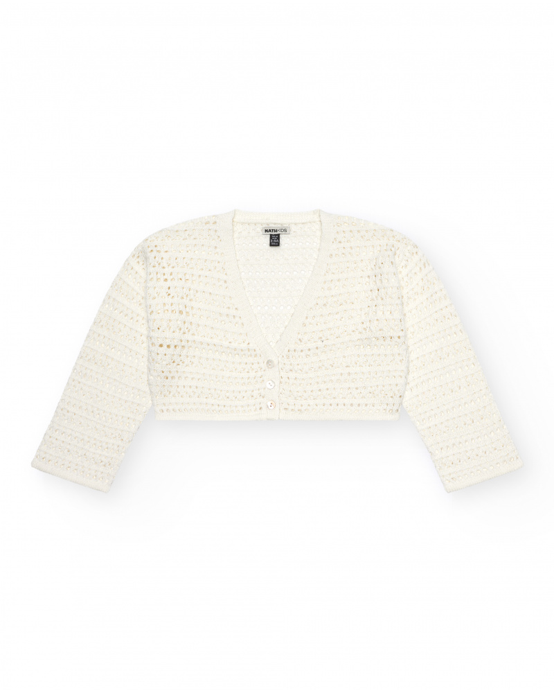 Chaqueta para niña en blanco con botones