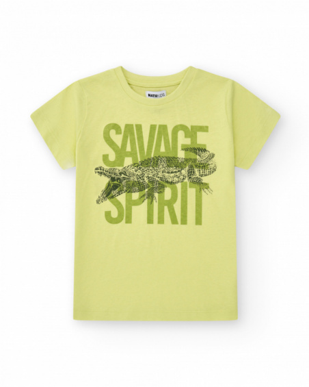 Camiseta para niño en verde con cocodrilo estampado