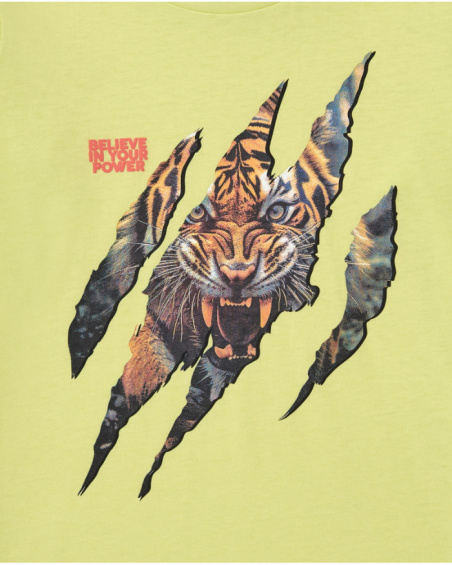 Camiseta de manga larga para niño en verde con estampado de Camiseta de manga larga para niño en verde con estampado de