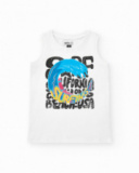 Camiseta para niño en blanco con grafico de ola y letras negras Camiseta para niño en blanco con grafico de ola y letras negras