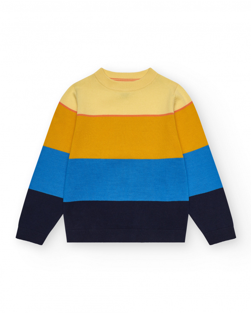 Sudadera para niño en bloques de color con cuello redondo.