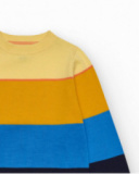 Sudadera para niño en bloques de color con cuello redondo. Sudadera para niño en bloques de color con cuello redondo.