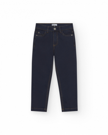 Pantalón para niño en azul marino con bolsillos y pespuntes en
