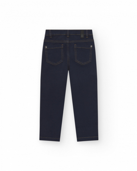 Pantalón para niño en azul marino con bolsillos y pespuntes en
