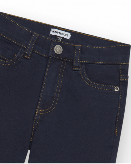 Pantalón para niño en azul marino con bolsillos y pespuntes en