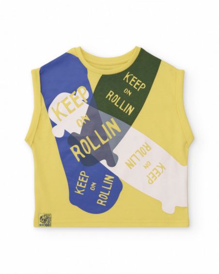 Camiseta sin mangas niño en amarillo con estampado skate Camiseta sin mangas niño en amarillo con estampado skate