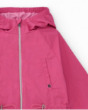 Cazadora niña en rosa con capucha y ajuste en cintura Cazadora niña en rosa con capucha y ajuste en cintura