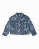 Cazadora vaquera de niña en azul con estampado floral Cazadora vaquera de niña en azul con estampado floral
