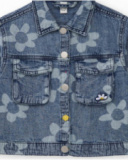 Cazadora vaquera de niña en azul con estampado floral Cazadora vaquera de niña en azul con estampado floral
