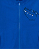 Sudadera de niño en azul con cremallera y estampado de cocodrilo Sudadera de niño en azul con cremallera y estampado de cocodrilo