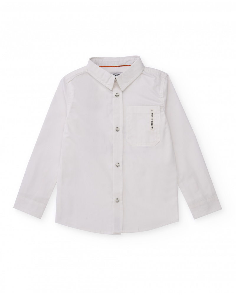 Camisa para niño de manga larga color blanco con estampado en