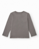 Camiseta de manga larga para niño color gris con estampado