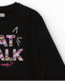 Sudadera negra de niña con estampado "CAT WALK"