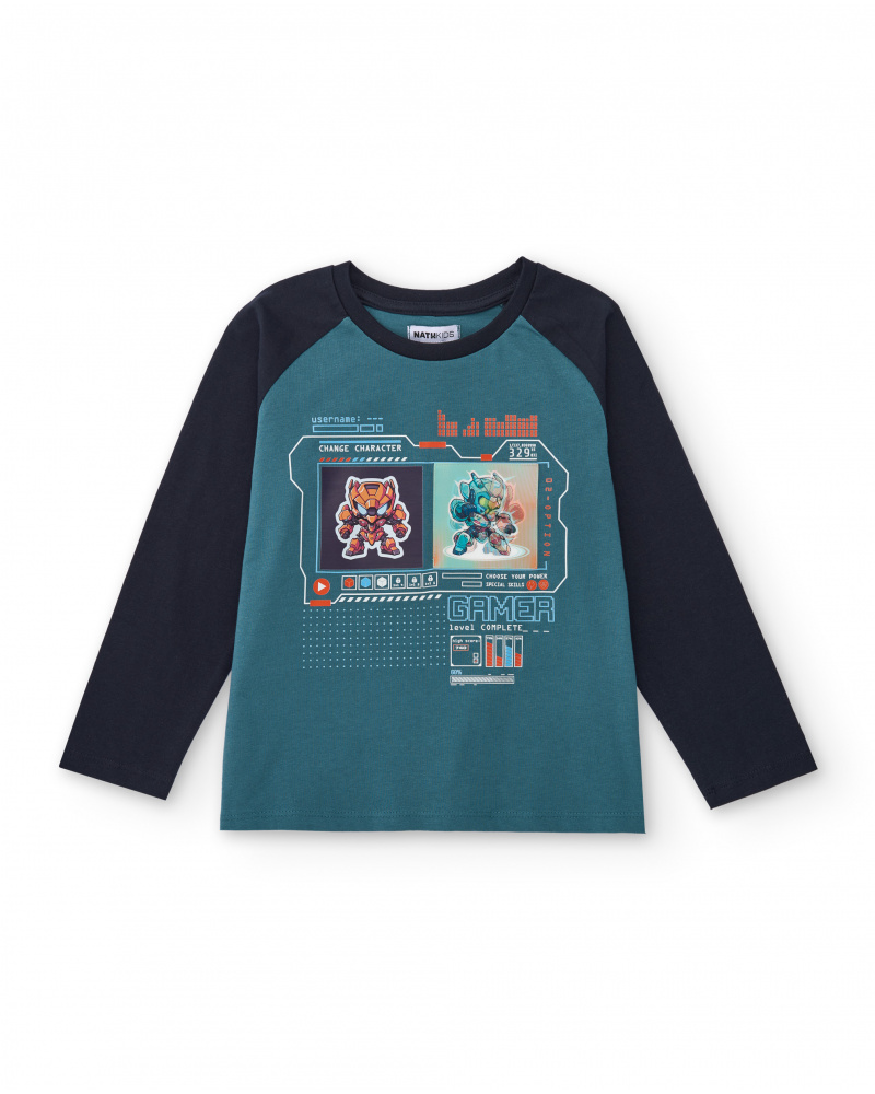 Camiseta de manga larga para niño con estampado de videojuego