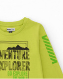 Camiseta verde neón de manga larga para niño con estampado