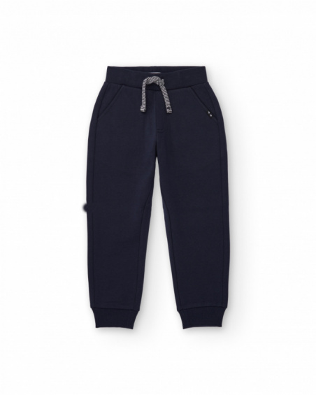 Pantalón jogger azul marino para niño con cordón ajustable Pantalón jogger azul marino para niño con cordón ajustable