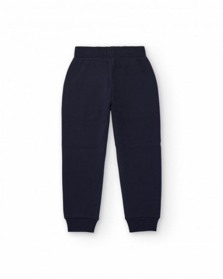 Pantalón jogger azul marino para niño con cordón ajustable Pantalón jogger azul marino para niño con cordón ajustable