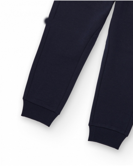 Pantalón jogger azul marino para niño con cordón ajustable Pantalón jogger azul marino para niño con cordón ajustable