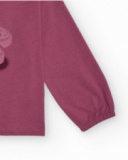Camiseta de manga larga para niña color burdeos con estampado