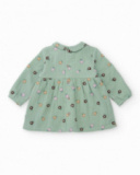 Vestido de gasa para niña color verde con bordado de flores Vestido de gasa para niña color verde con bordado de flores