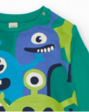 Camiseta de punto para niño color verde con estampado de