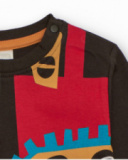 Camiseta de manga larga para niño en marrón con estampado de