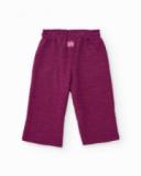 Pantalón ancho de felpa para niña en burdeos con bordado de