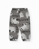 Pantalón jogger para niño en gris con estampado de osos polares Pantalón jogger para niño en gris con estampado de osos polares