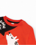 Sudadera para niño en naranja con lobo aullando Sudadera para niño en naranja con lobo aullando