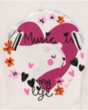 Camiseta de niña en crudo con estampado de música y brillos