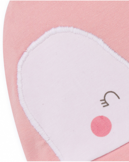 Gorro de punto para niña color rosa con aplicación de pingüino