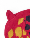 Gorro para niña en rojo con orejitas y estampado multicolor